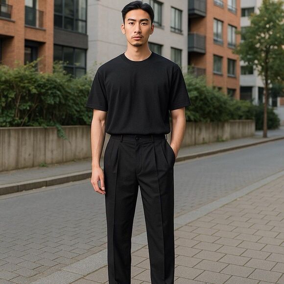 Ralph Ralph Lauren Charcoal Gray Micro Checks Pleated Cuffed Dress Pants 36 x 34 - Picture 1 of 13